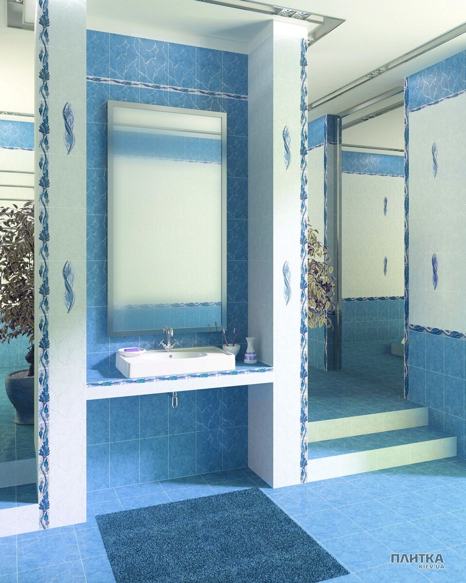 Плитка Golden Tile Александрия АЛЕКСАНДРИЯ ГОЛУБОЙ декор В13361 голубой,синий