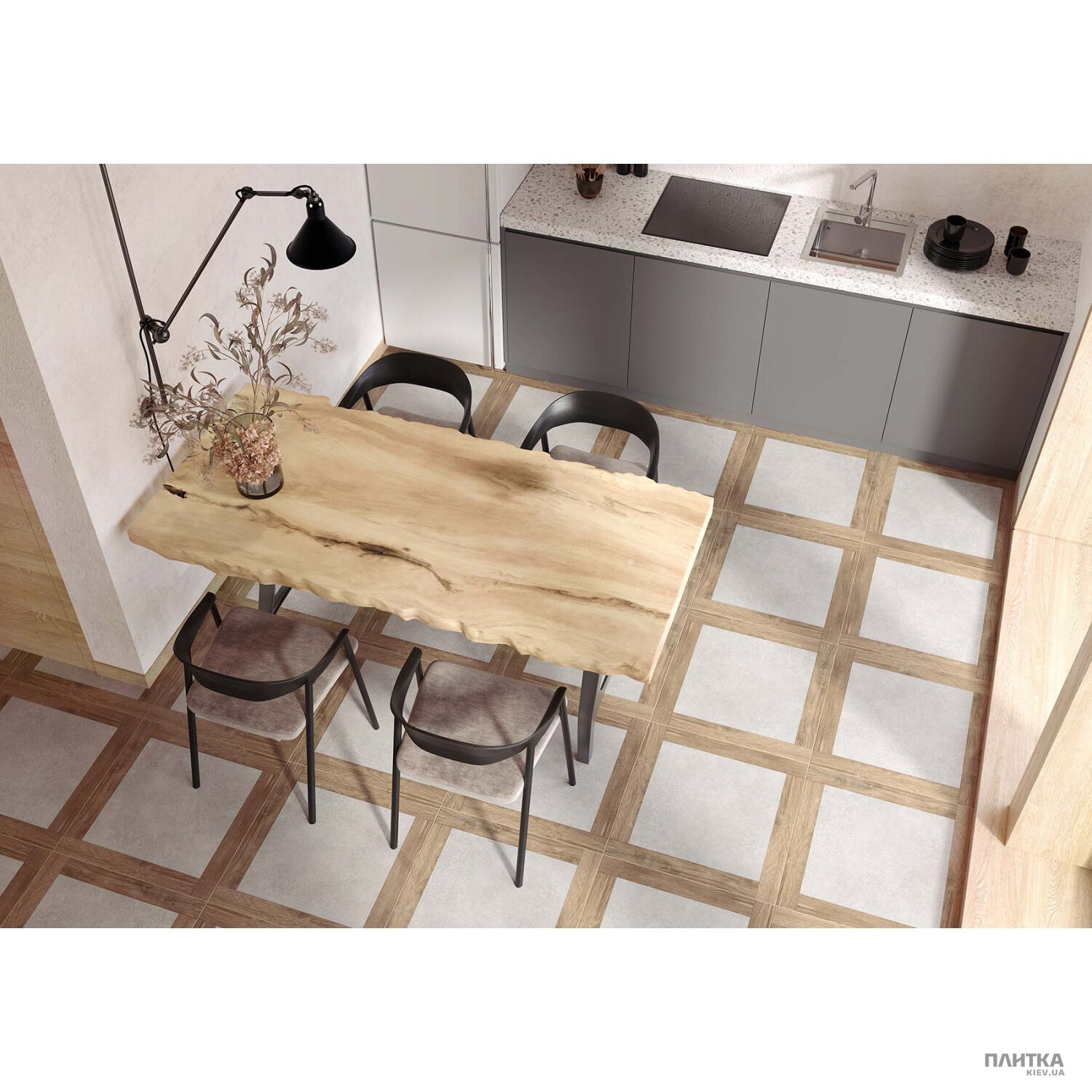 Керамограніт Golden Tile Concrete&Wood CONCRETE WOOD серый G92510 коричневий,сірий