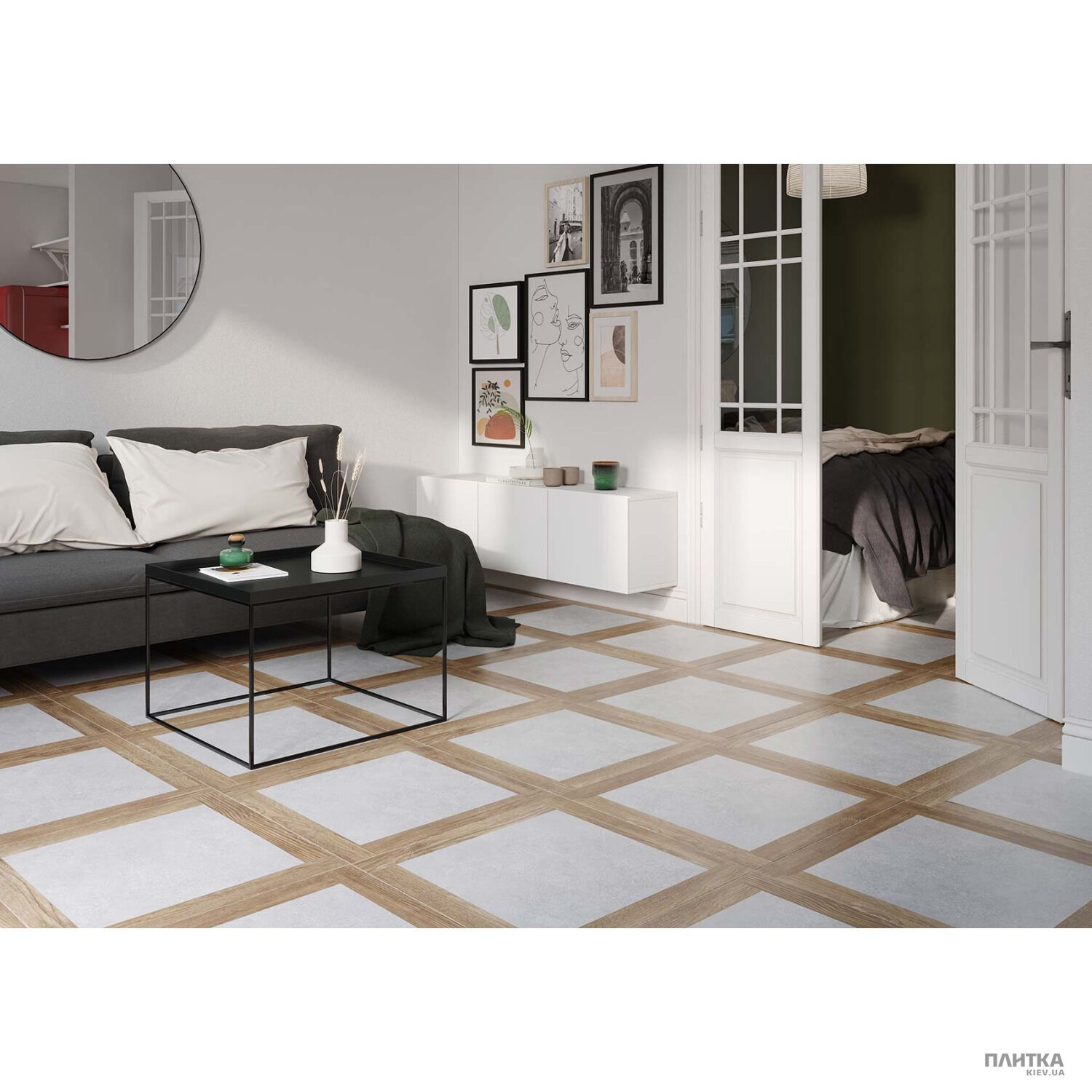 Керамогранит Golden Tile Concrete&Wood Concrete Wood серый G92510 коричневый,серый
