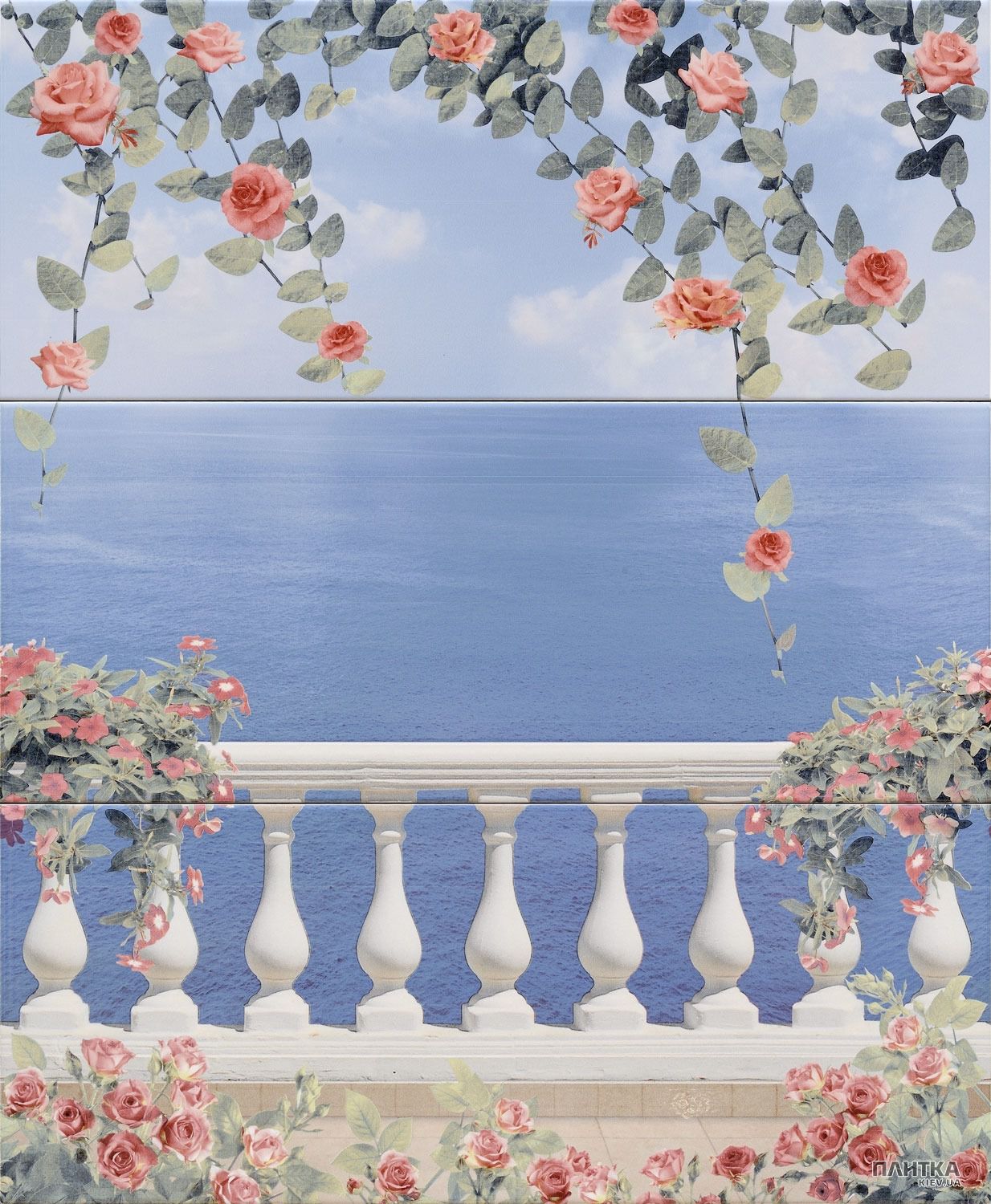 Плитка Goldencer Deep DEC SEA FLOWERS декор3 белый,бежевый,зеленый,голубой,розовый