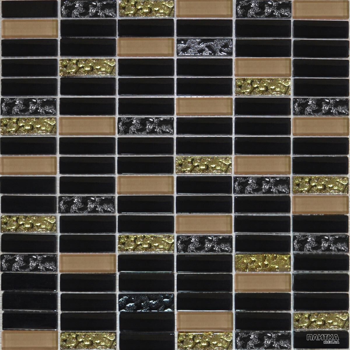 Мозаика Grand Kerama 1084 микс черный-черный рифленый-бежевый бежевый,черный