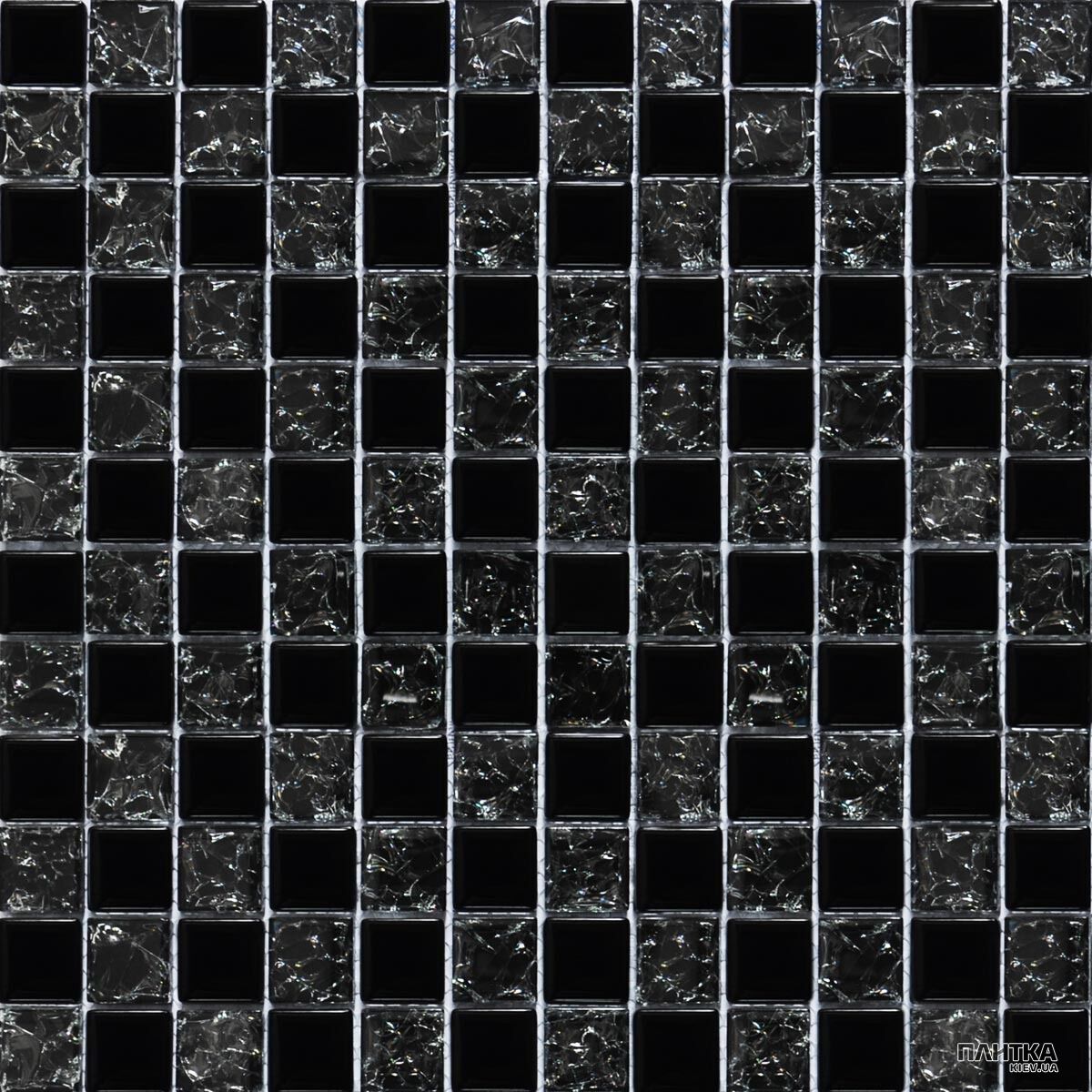Мозаика Grand Kerama 2119 Шахматка черный-черный колотый черный