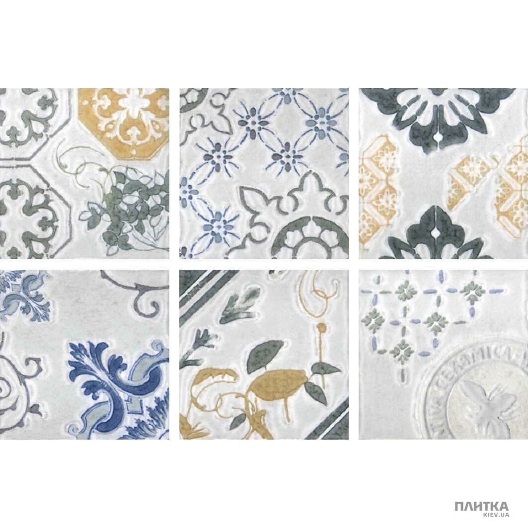 Плитка Imola Imola 1874 LEGAMI 10W MIX декор білий,бежевий,зелений,блакитний,сірий,синій