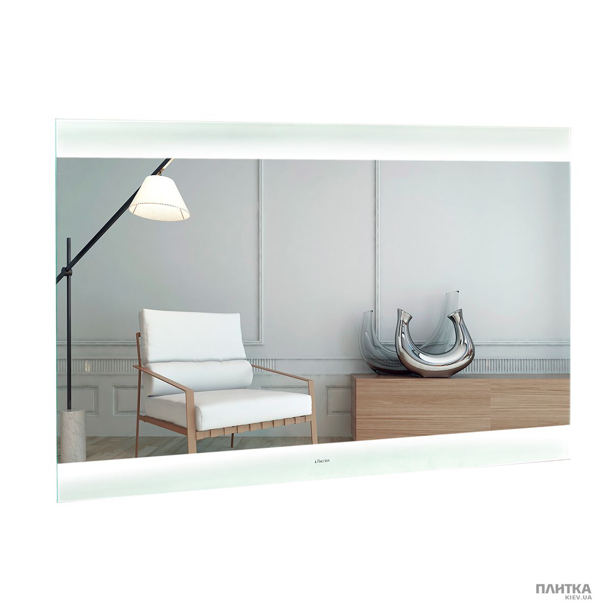 Зеркало для ванной Liberta FIORI с подсветкой и часами 900х700 хром