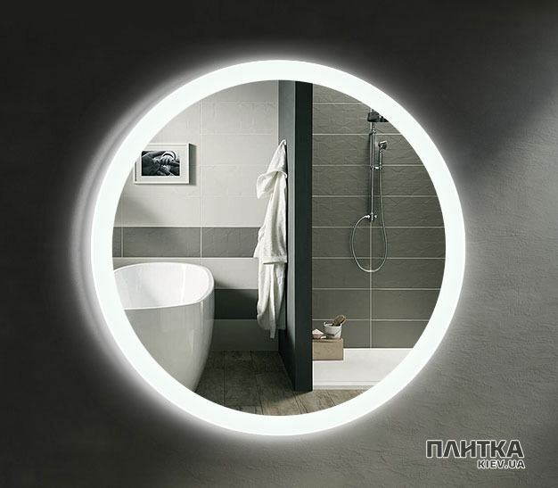 Зеркало Liberta Зеркало AMATO Нестандарт, подсветка на стену, стекло бриллиант 4 мм, еврокромка, 1000х1000 серебристый