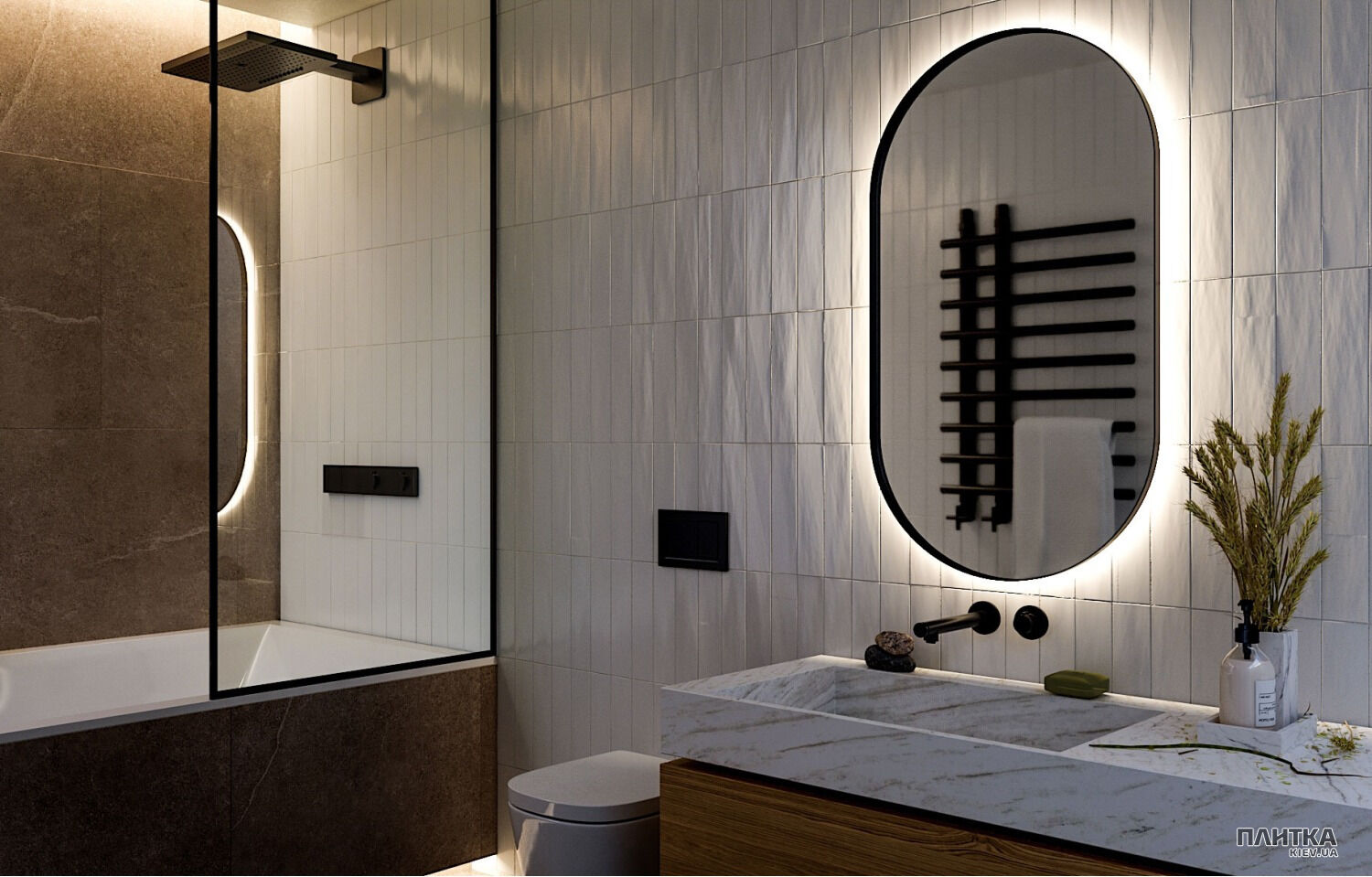 Зеркало Liberta DIANO Зеркало 700x1200, стекло стандарт 4 мм, с подсветкой на стену, цвет рамы - RAL9005, еврокромка черный,серебристый