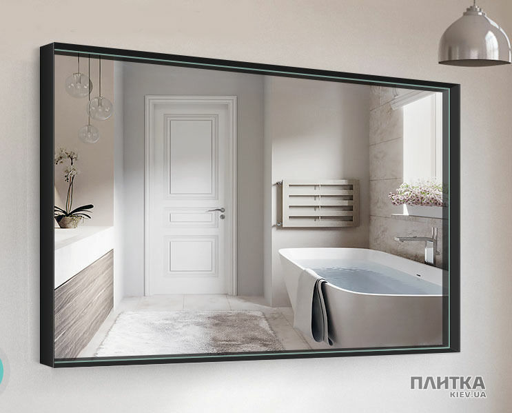 Зеркало Liberta Зеркало Liberta VARIO steel, полотно стандарт 4 мм, рама RAL9005 черная матовая, еврокромка, 600х1000 серебристый