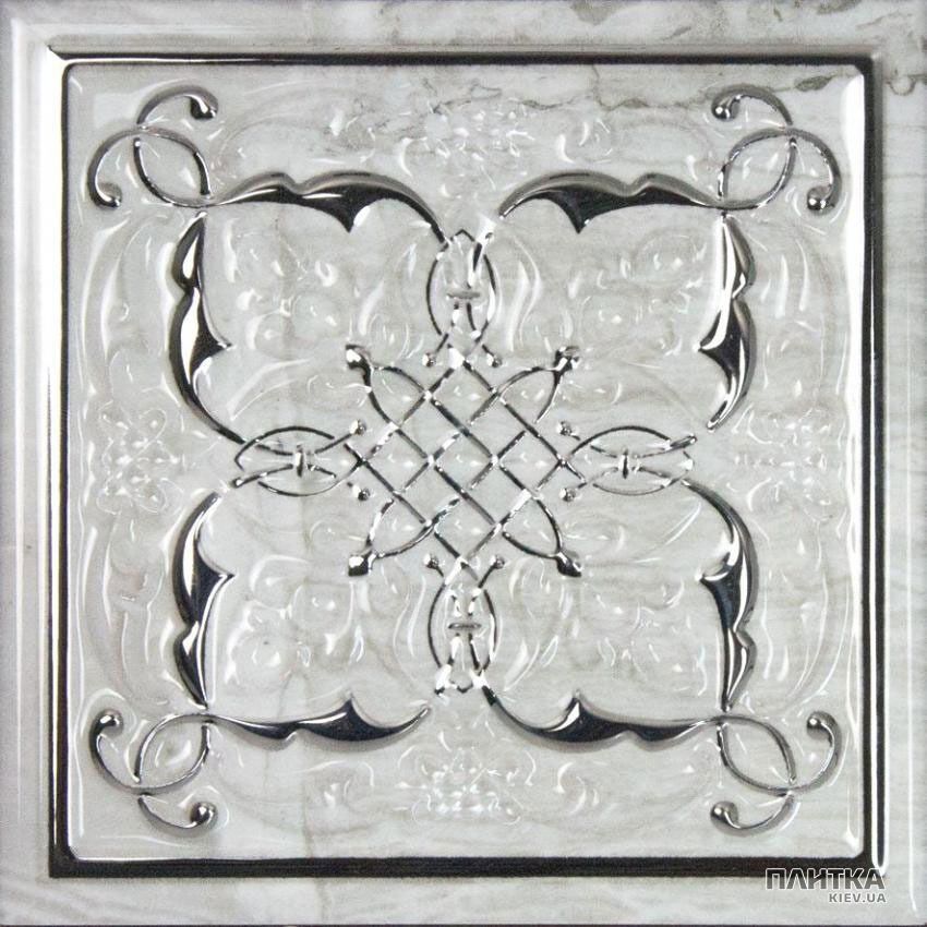 Плитка Monopole Ceramica Petra DEC ARMONIA PETRA SILVER B декор серый,серебро