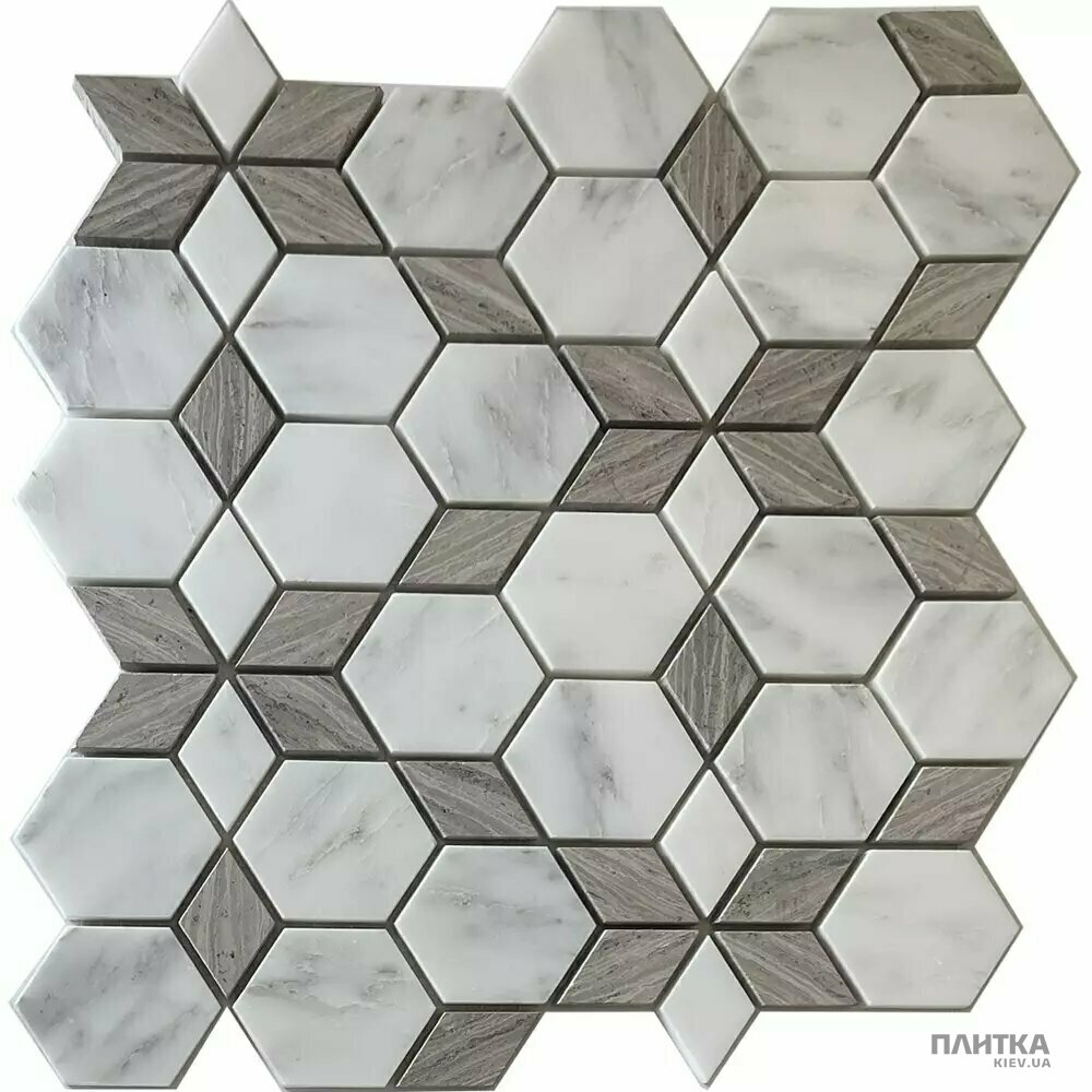 Мозаїка Mozaico de Lux SPTH2840-207R-8 білий,сірий,сіро-білий