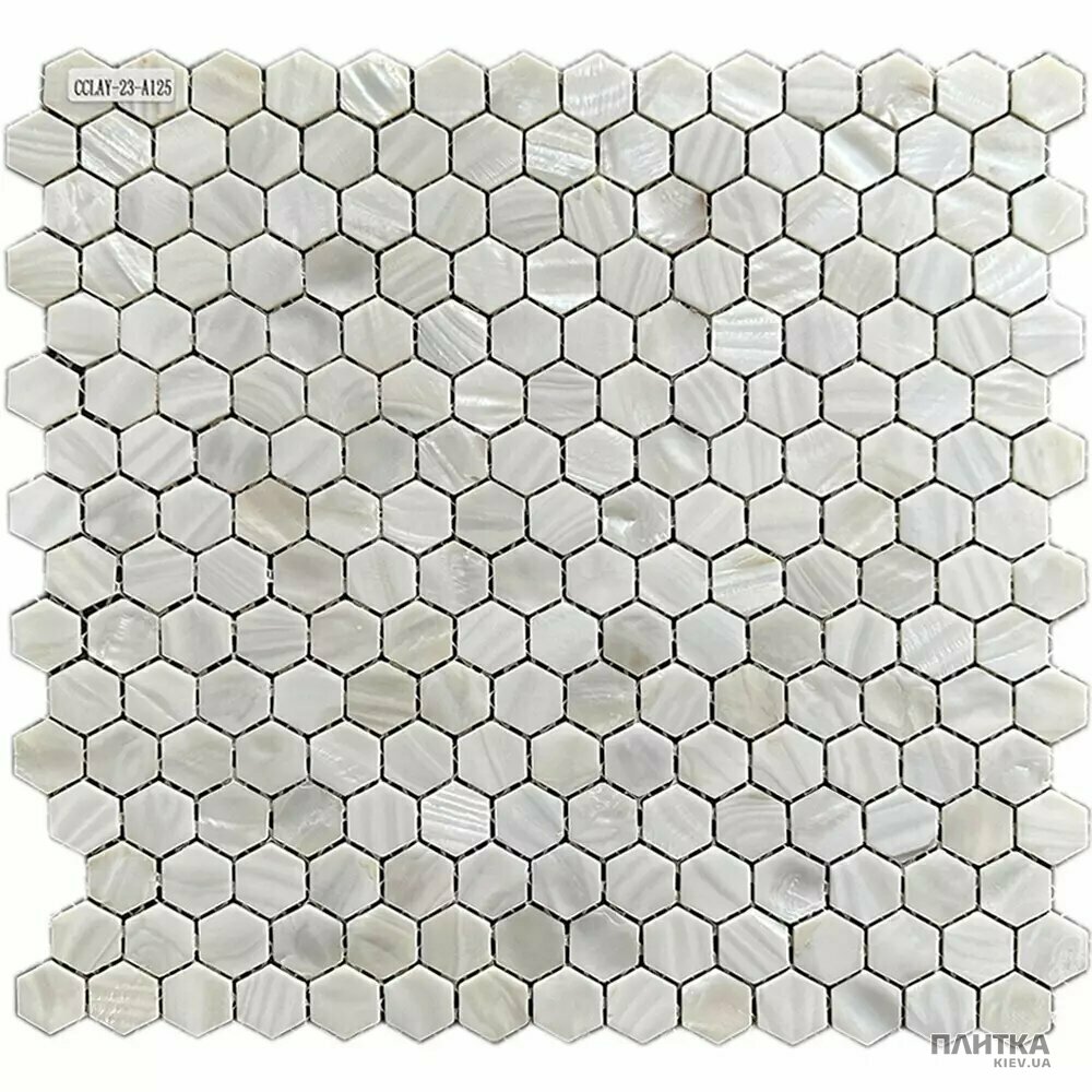 Мозаїка Mozaico de Lux CL-MOS CL-MOS CCLAY-23-A125 PEARL 294х297х2 білий,світло-сірий