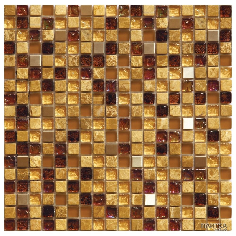 Мозаика Mozaico de Lux S-MOS S-MOS HS0374 (15x15) бежевый,темно-коричневый,светло-коричневый