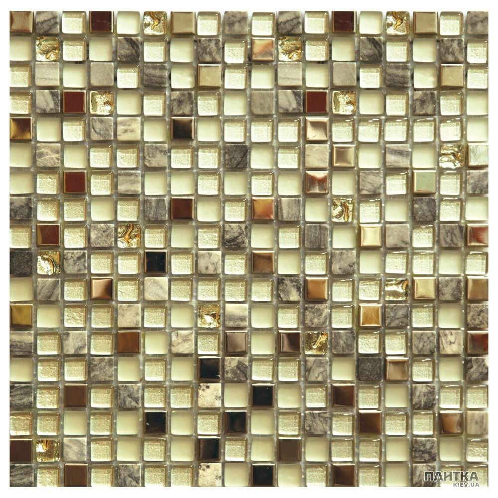 Мозаика Mozaico de Lux S-MOS S-MOS HS0375 (15x15) серый,серебро,серо-коричневый