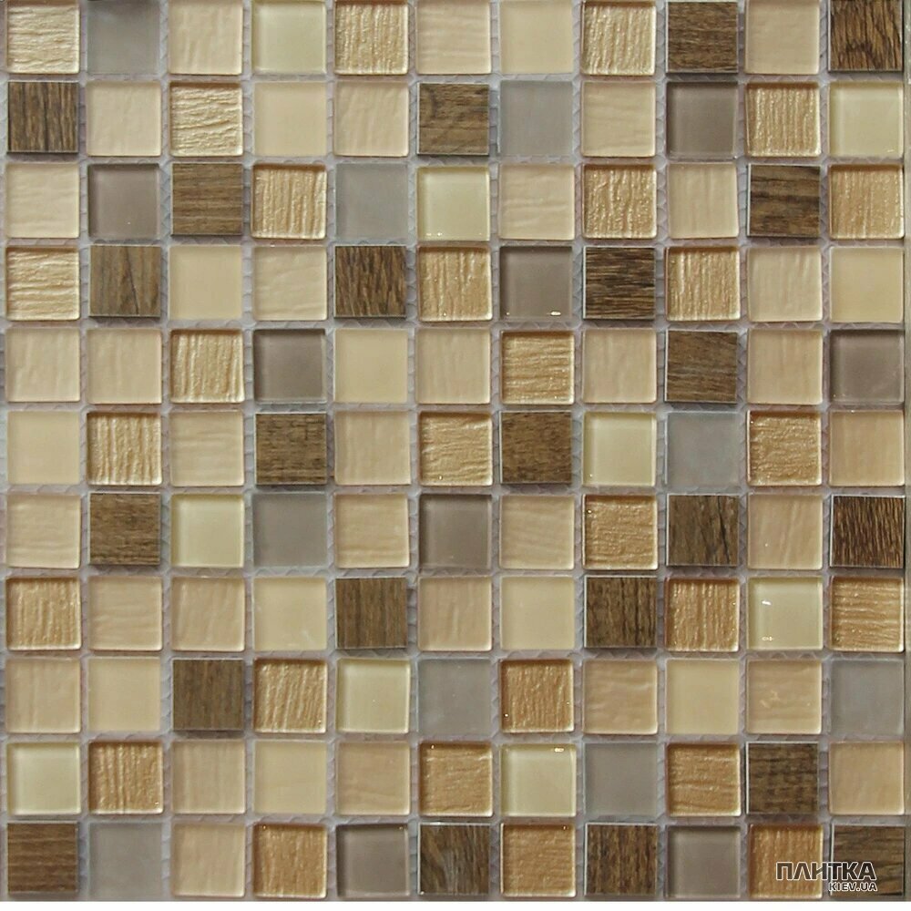 Мозаика Mozaico de Lux S-MOS S-MOS HS4162-011A-4 LIGHT WOOD 300х300х4 бежевый,коричневый,серый,золото
