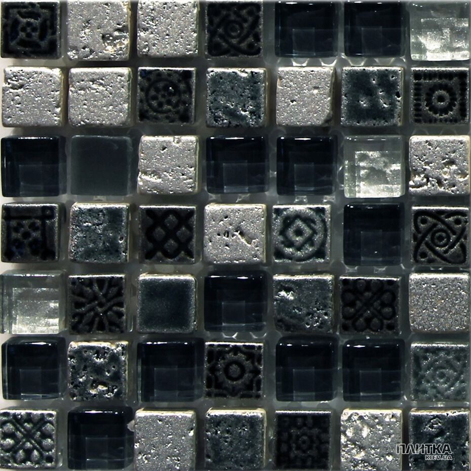 Мозаика Mozaico de Lux T-MOS T-Mos GREY LINEAR серый,черный,синий