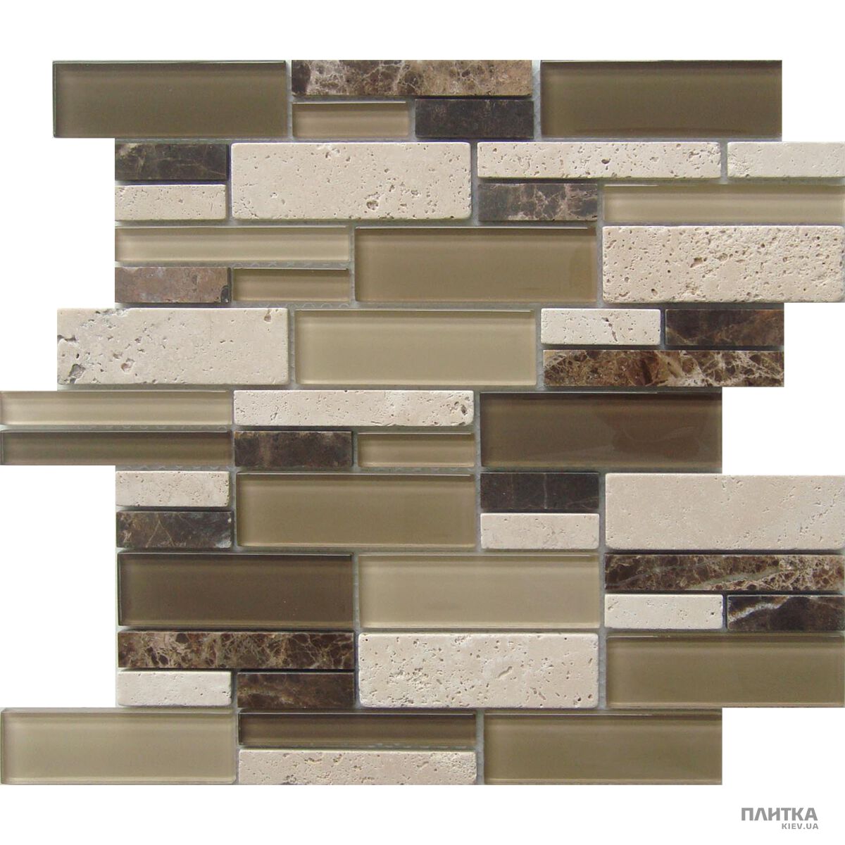 Мозаика Mozaico de Lux T-MOS T-MOS H369+H370+H371+DARK EMPERADOR+TRAVERTINE серый