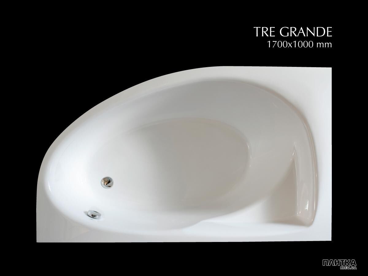 Ванна зі штучного каменю PAA Tre VATRGK/00+PAVTRGM/00 TRE GRANDE Ванна 170х100 з панеллю, ліва, біла білий