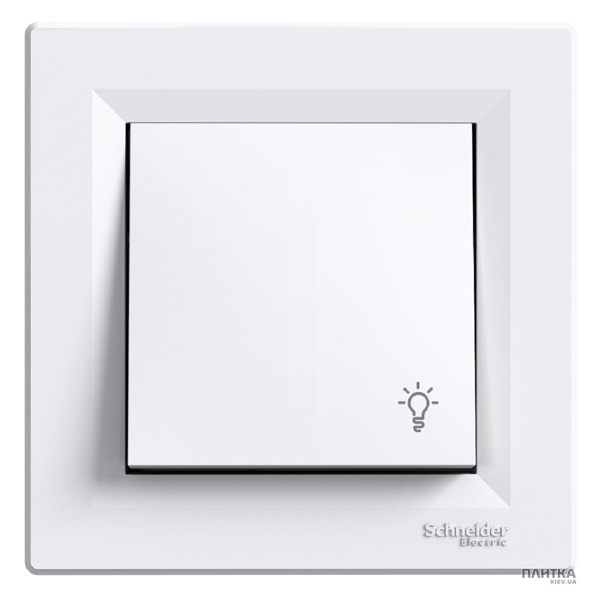 Выключатель Schneider Asfora Одноклавишный кнопочный выключатель с символом "свет", белый белый