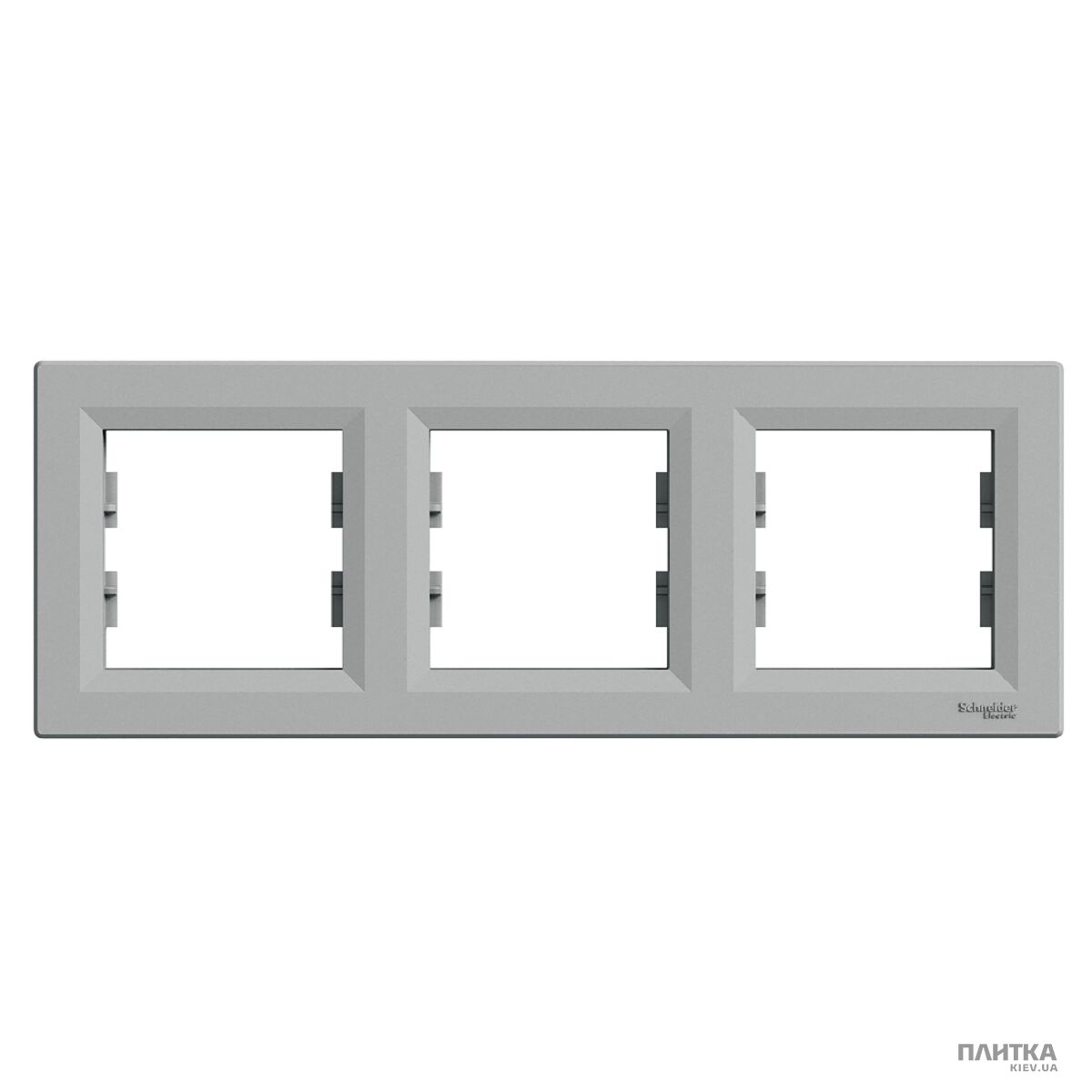 Рамка Schneider Asfora Рамка 3-постовая горизонтальная, алюминий серый
