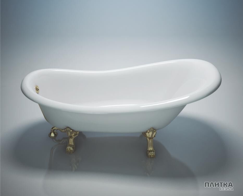 Ванна из искусственного камня WGT Antica 170x80 см с фурнитурой в золотом цвете белый,золотой