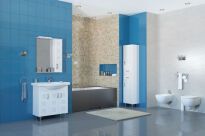 Зеркало для ванной Аква Родос Ассоль 65 см с правосторонним шкафчиком белый