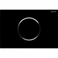 Кнопка для змиву Geberit Sigma 115.907.KM.6 Sigma10 безконтактний змив до унітазу, панель чорний глянець, декор кільце хром чорний,хром - Фото 1