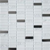 Мозаика Grand Kerama 1086 микс белый-белый колотый-платина белый,платиновый