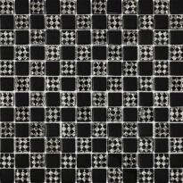 Мозаика Grand Kerama 805 шахматка черный ромб платина черный,платиновый