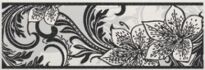 Плитка Lasselsberger-Rako Azur АЗУР 1501-0046 чорн. квіти (ЛБ) фриз білий,чорний