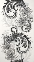 Плитка Lasselsberger-Rako Azur 1645-0046 черные цветы белый,черный