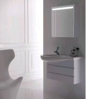 Зеркало для ванной Laufen Alessi one H4482310976311 (4.4823.1.097.631.1) 80 см белый, открытие полок по бокам белый - Фото 3