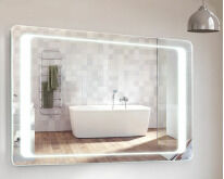 Зеркало Liberta Modern Зеркало с подсветкой 1000х700, включатель кнопка под зеркалом справа серебристый