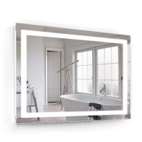 Зеркало Liberta BOCA universal Зеркало с белой подсветкой включатель кнопка сбоку справа внизу, полотно стандарт 4 мм 1000х800/800*1000 серебристый