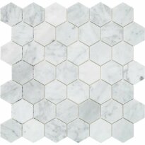 Мозаика Mozaico de Lux C-MOS C-MOS HEXAGON BIANCO CARRARA POL 305х305х6 белый,серо-белый