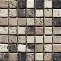 Мозаика Mozaico de Lux K-MOS K-MOS TRAVERTINO MIX EMPERADOR бежевый,коричневый,серый