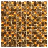 Мозаика Mozaico de Lux S-MOS S-MOS HS0182-1 (15x15) коричневый,золото