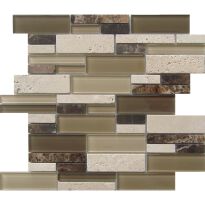 Мозаика Mozaico de Lux T-MOS T-MOS H369+H370+H371+DARK EMPERADOR+TRAVERTINE серый