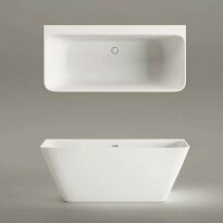 Ванна зі штучного каменю PAA Quadro VAQUAWAS/00 QUADRO WALL Ванна пристінна 160см з литого (штучного) каменю Silkstone, з інтегрованим сифоном, колір білий мат білий - Фото 3