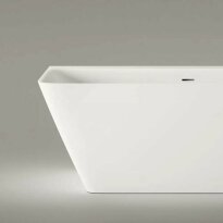 Ванна зі штучного каменю PAA Quadro VAQUAWAS/00 QUADRO WALL Ванна пристінна 160см з литого (штучного) каменю Silkstone, з інтегрованим сифоном, колір білий мат білий - Фото 4