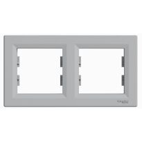 Рамка Schneider Asfora Рамка 2-постовая горизонтальная, алюминий серый