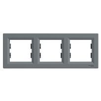 Рамка Schneider Asfora Рамка 3-постовая горизонтальная сталь сталь
