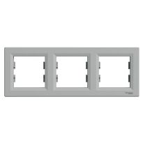 Рамка Schneider Asfora Рамка 3-постовая горизонтальная, алюминий серый