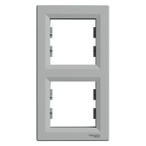 Рамка Schneider Asfora Рамка 2-постовая вертикальная, алюминий серый