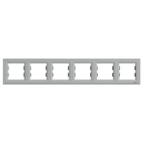 Рамка Schneider Asfora Рамка 6-постовая горизонтальная алюминий серый