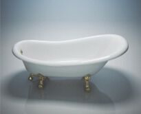 Ванна зі штучного каменю WGT Antica 170x80 см з фурнітурою бронзового кольору білий,бронза - Фото 1