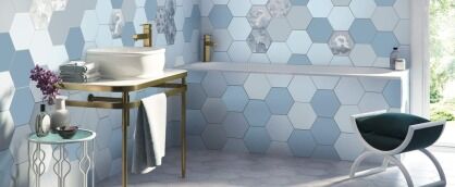 Сміливий дизайн ванної кімнати: укладка плитки із незвичайною геометрією