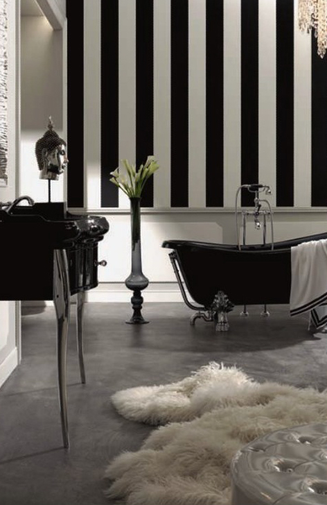 Дизайн ванной комнаты в черно-белом стиле
