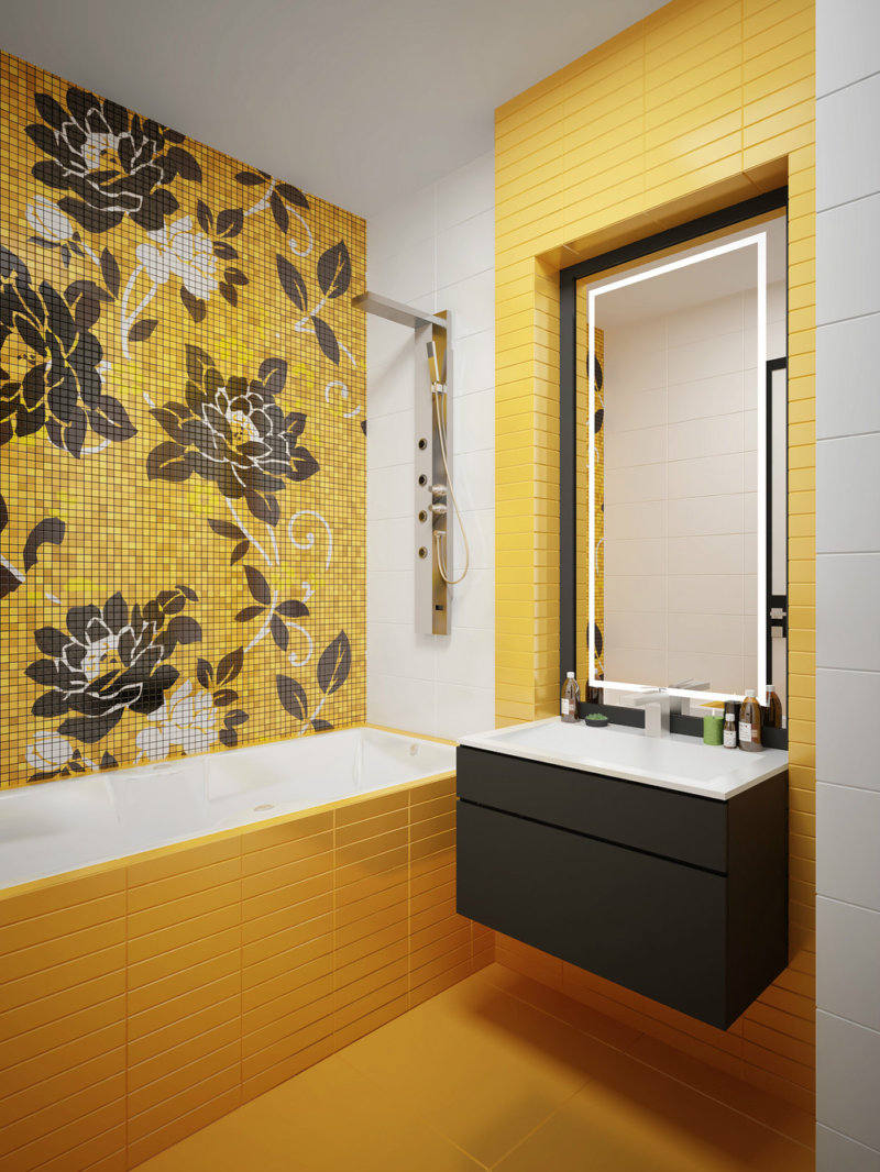 Фото - Желтый цвет в ванной комнате